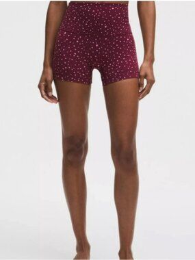Lululemon NWT Align No Line Heart Scatter Dot Burgundy Bay HR Short 4” Size: 12
